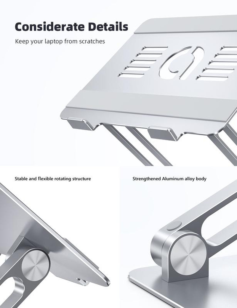 Lamicall Adjustable Laptop Stand, Portable Laptop Riser, Aluminum Laptop Stand for Desk Foldable, Ergonomic Computer Notebook Stand Holder for Macbook Air Pro, Dell XPS, HP (10-17.3'')