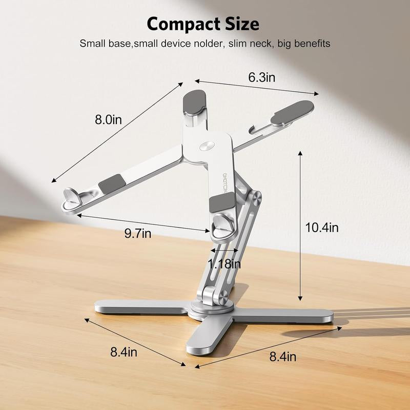 360 Rotating Laptop Stand Riser for Desk, Ergonomic Foldable Computer Stand Adjustable Height Angles for Collaborative Work, Easy Storage Fit Macbooks