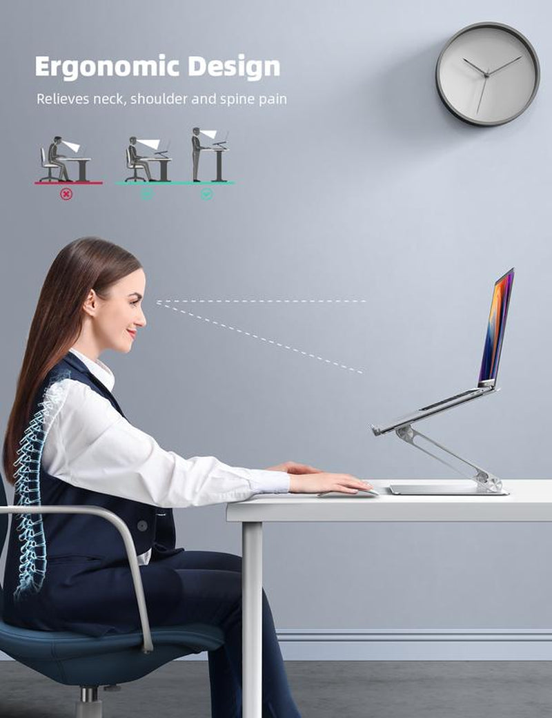 Lamicall Adjustable Laptop Stand, Portable Laptop Riser, Aluminum Laptop Stand for Desk Foldable, Ergonomic Computer Notebook Stand Holder for Macbook Air Pro, Dell XPS, HP (10-17.3'')