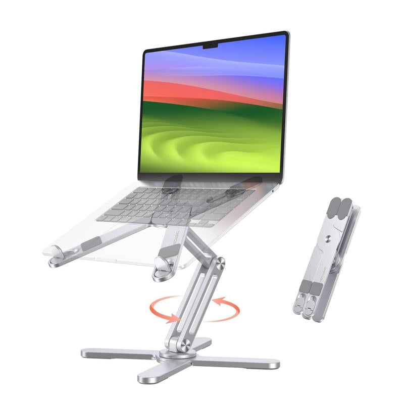 360 Rotating Laptop Stand Riser for Desk, Ergonomic Foldable Computer Stand Adjustable Height Angles for Collaborative Work, Easy Storage Fit Macbooks