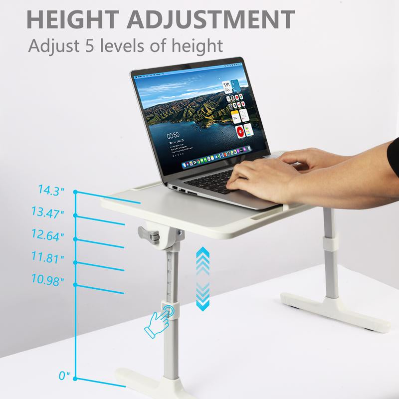 PHANCIR Adjustable Lap Desk, Laptop Stand Bed Tray, Foldable Laptop Desk with Storage Drawer Monitor Riser Fathersdaygift