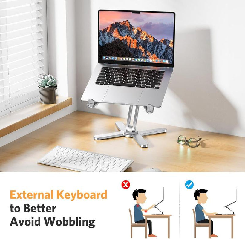 360 Rotating Laptop Stand Riser for Desk, Ergonomic Foldable Computer Stand Adjustable Height Angles for Collaborative Work, Easy Storage Fit Macbooks