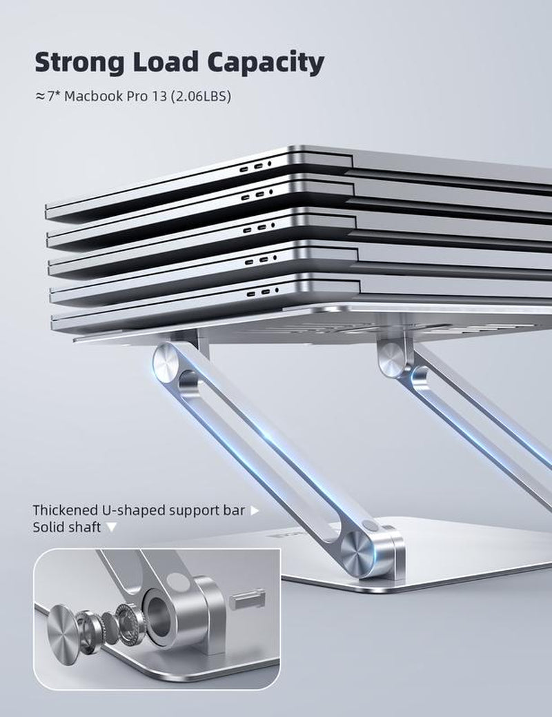 Lamicall Adjustable Laptop Stand, Portable Laptop Riser, Aluminum Laptop Stand for Desk Foldable, Ergonomic Computer Notebook Stand Holder for Macbook Air Pro, Dell XPS, HP (10-17.3'')