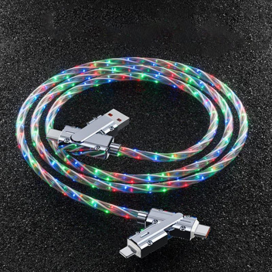 120W 4 in 1 Luminous Portable Charger Data Cable, Multifunctional Anti-Broken Phone Charger Cable, Phone Accessories for Iphone Android Cellphone, Smartphone Charging Cable