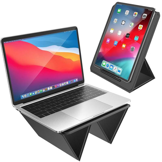 Father'S Day Gift--Abovetek Portable Tablet Stand, 2-In-1 Foldable Ipad Stand & Laptop Holder for Desk, Adjustable Travel Stand for 14" to 17" Devices - Folding