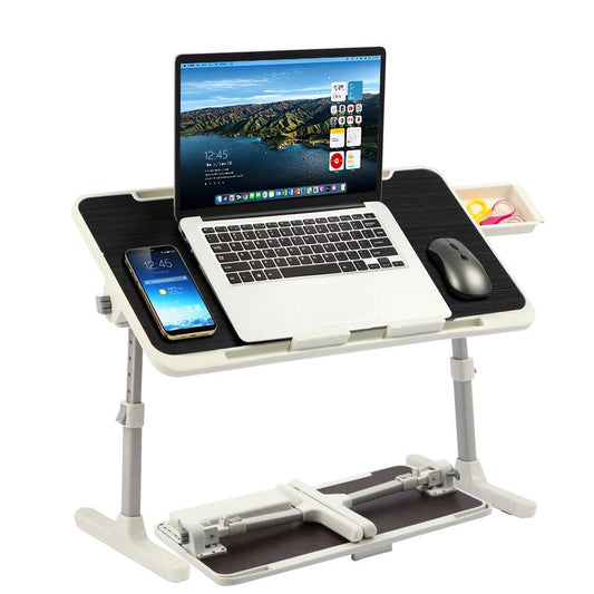 PHANCIR Adjustable Lap Desk, Laptop Stand Bed Tray, Foldable Laptop Desk with Storage Drawer Monitor Riser Fathersdaygift